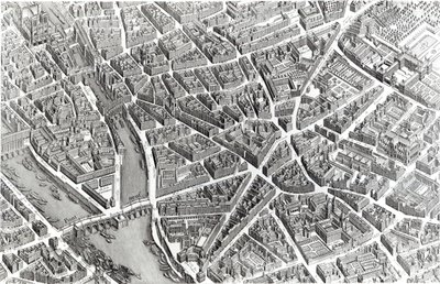 1734〜39年にクロードルーカスによって刻まれた「Plan de Turgot」として知られるパリの計画（詳細） 作： Louis Bretez